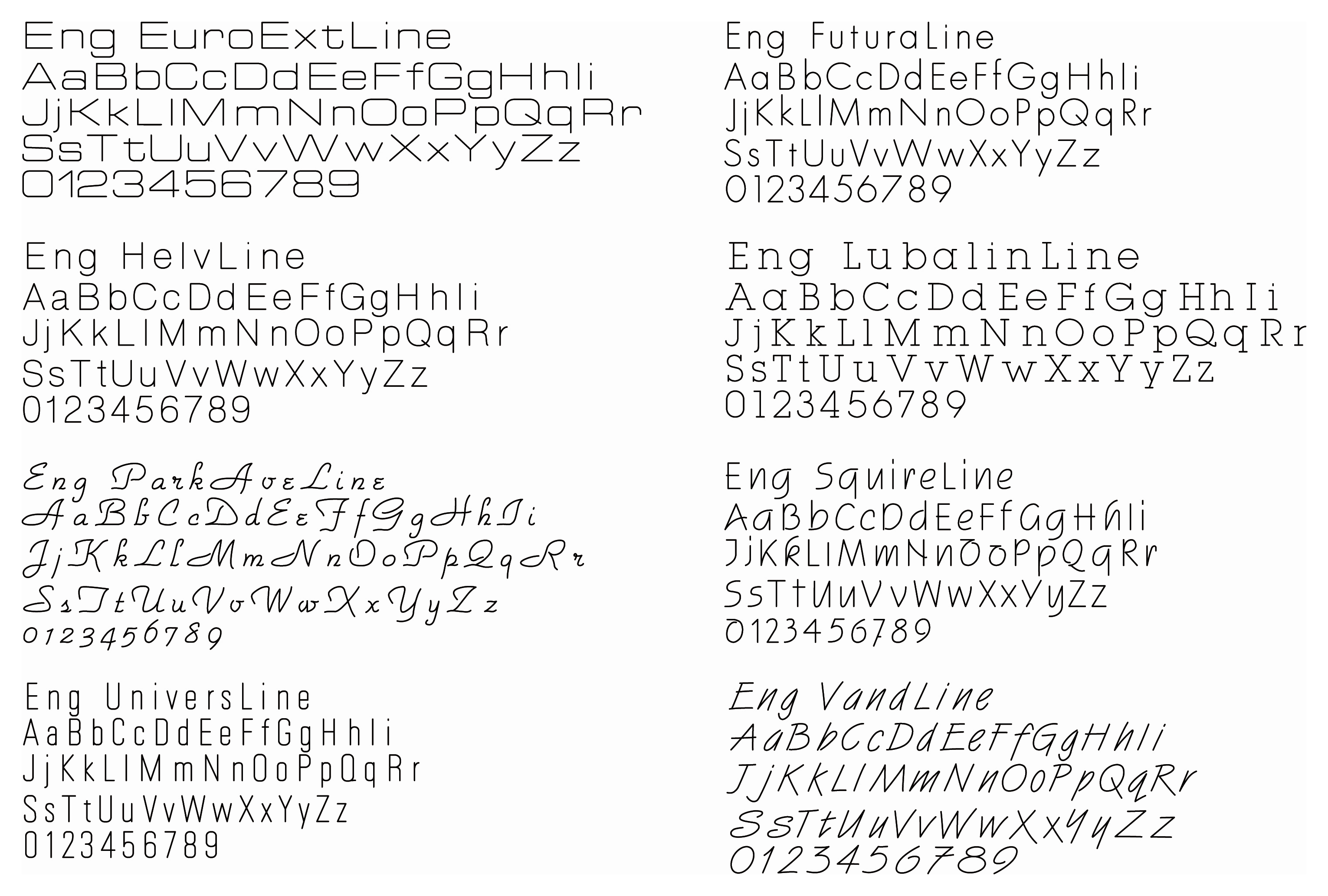 Free single line fonts for engraving