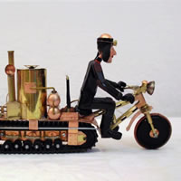 usersworks - Экспериментальный полугусеничный паровой мотоцикл [Half-track steam motorcycle]